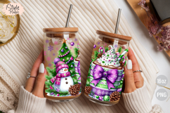 Purple Christmas Snowman 16 oz Libbey Glass Can Wrap Product Image 4