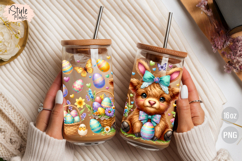 Easter Highland Cow 16oz Libbey Glass Can Wrap PNG Product Image 4