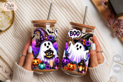 Ghosts Witch Hat Halloween 16oz Libbey Glass Can Wrap PNG Product Image 4