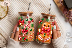 Gingerbread Christmas 16oz Libbey Glass Can Wrap PNG Product Image 4
