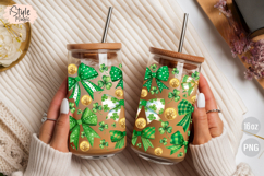 St Patrick's Day Coquette Bow &amp; Coin16oz Glass Can Wrap PNG Product Image 4