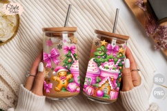 Christmas Pink Gingerbread 16 oz Libby Coffee Glass Can Wrap Product Image 4