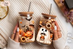 Ghost Halloween 16oz Libbey Glass Can Wrap Sublimation PNG Product Image 4