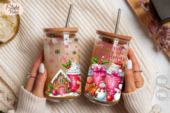 Merry Christmas 16 oz libbey Coffee Glass Can Wrap PNG Product Image 4