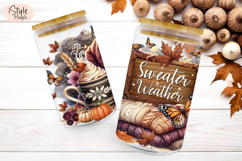 Sweater Weather 16oz Glass Can Wrap Autumn Sublimation PNG Product Image 4