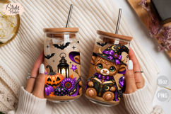 Halloween Witch Highland Cow 16oz Libbey Glass Can Wrap PNG Product Image 4