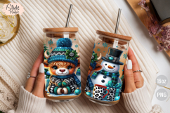 Christmas Baby Highland Cow 16oz Libbey Glass Can Wrap PNG Product Image 4