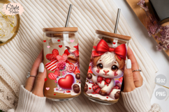 Valentine's Day Highland Cow 16 oz Libbey Glass Can Wrap PNG Product Image 4