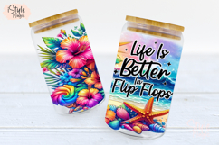 Life is Better in Flip Flops 16oz Glass Can Wrap Sublimation Product Image 4
