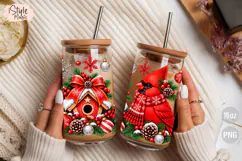Cardinal Christmas 16oz Glass Can Wrap PNG Product Image 4