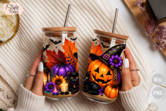 Halloween Jack O Lantern Pumpkin 16oz Libbey Glass Can Wrap Product Image 4