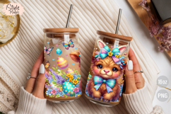 Easter Highland Cow 16oz Libbey Glass Can Wrap PNG Product Image 3