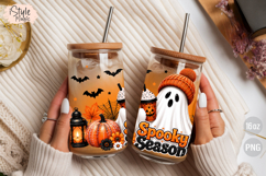 Spooky Season Ghost Halloween 16oz Libbey Glass Can Wrap PNG Product Image 4