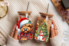 Merry Christmas Cow 16oz Glass Can Wrap Sublimation PNG Product Image 2