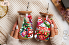 Christmas Snowman Holiday 16 oz Libby Coffee Glass Can Wrap Product Image 3