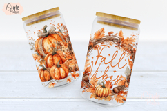 Fall Vibes Autumn Libbey 16oz Glass Can Wrap Sublimation PNG Product Image 3