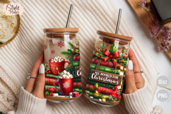 All Booked for Christmas 16 oz Libby Glass Can Wrap PNG Product Image 3