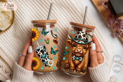 Western Highland Cow 16oz Libbey Glass Can Wrap PNG Product Image 5