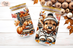 Fall Baby Highland Cow 16oz Glass Can Wrap Sublimation PNG Product Image 4