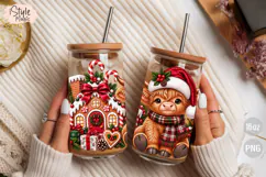 Christmas Highland Cow 16oz Glass Can Wrap PNG Product Image 4
