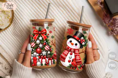 Snowman Christmas 16oz Glass Can Wrap PNG Product Image 4