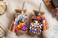 Spooky Season Halloween Cow 16oz Glass Can Wrap PNG Product Image 4