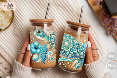 Sea Turtle 16oz Libbey Glass Can Wrap Summer Sublimation PNG Product Image 3