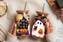 Ghost Haunted House Halloween 16oz Libbey Glass Can Wrap Product Image 4