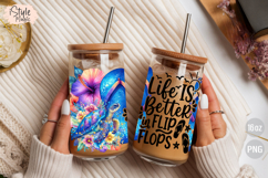 Summer Flip Flops 16oz Glass Can Wrap Sublimation PNG Product Image 4