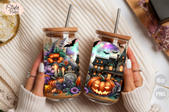Haunted House Halloween 16oz Libbey Glass Can Wrap PNG Product Image 5