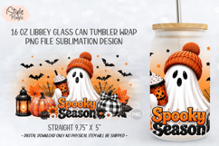 Spooky Season Ghost Halloween 16oz Libbey Glass Can Wrap PNG Product Image 5
