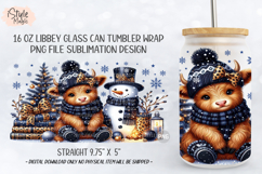 Christmas Baby Highland Cow 16oz Libbey Glass Can Wrap PNG Product Image 4