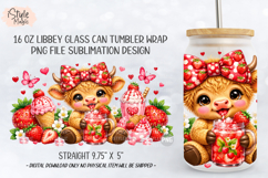 Strawberry Baby Highland Cow 16 oz Libbey Glass Can Wrap Product Image 4