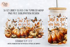 Just a Girl Who Loves Fall Autumn 16oz Glass Can Wrap PNG Product Image 5