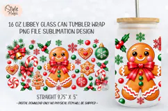 Gingerbread Christmas 16oz Libbey Glass Can Wrap PNG Product Image 5