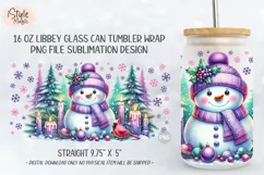 Christmas Snowman 16oz Glass Can Tumbler Wraps PNG Product Image 4