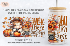 Hey There Pumpkin Baby Highland Cow 16 oz Glass Can Wrap Product Image 4