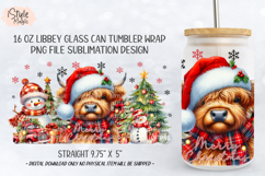 Merry Christmas Cow 16oz Glass Can Wrap Sublimation PNG Product Image 4