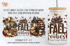 Fall Vibes 16oz Glass Can Wrap Autumn Cup Sublimation PNG Product Image 4