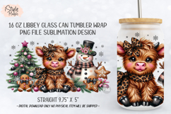 Christmas Baby Highland Cow 16oz Libbey Glass Can Wrap PNG Product Image 5
