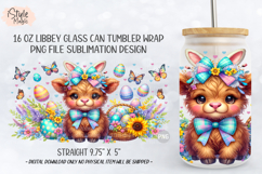 Easter Highland Cow 16oz Libbey Glass Can Wrap PNG Product Image 4