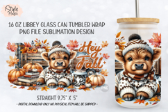 Fall Baby Highland Cow 16oz Glass Can Wrap Sublimation PNG Product Image 5