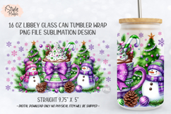 Purple Christmas Snowman 16 oz Libbey Glass Can Wrap Product Image 5