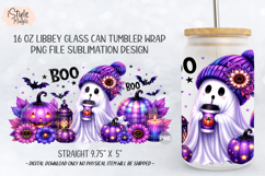 Cute Boo Ghost Purple Halloween 16oz Libbey Glass Can Wrap Product Image 5