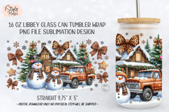 Christmas Snowman Coquette Bow 16 oz Libbey Glass Can Wrap Product Image 6