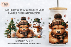Christmas Baby Highland Cow 16 oz Libby Glass Can Wrap PNG Product Image 4