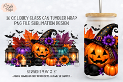 Halloween Jack O Lantern Pumpkin 16oz Libbey Glass Can Wrap Product Image 5