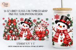 Snowman Christmas 16oz Glass Can Wrap PNG Product Image 5