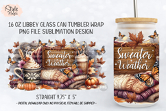 Sweater Weather 16oz Glass Can Wrap Autumn Sublimation PNG Product Image 5