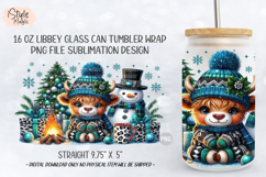 Christmas Baby Highland Cow 16oz Libbey Glass Can Wrap PNG Product Image 5